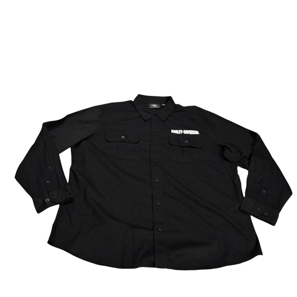 Harley-Davidson Other - Harley-Davidson Mens 2XL Black Button Up Work Shirt Number 1 Graphic Long Sleeve